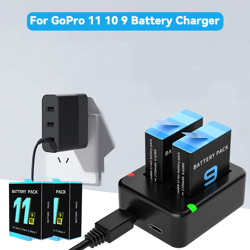 Gopro Action Camera Hero 11 Black - Cargador de batería doble con ranura